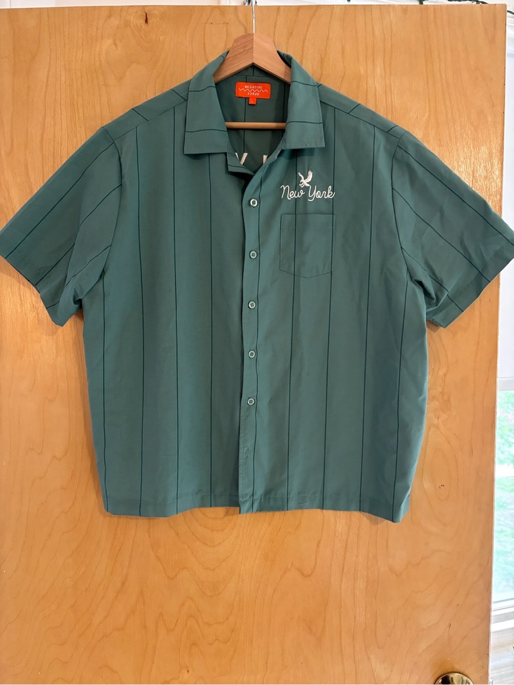Negative Space New York Empire City Manufacturing Camp Collar Shirt Large Green